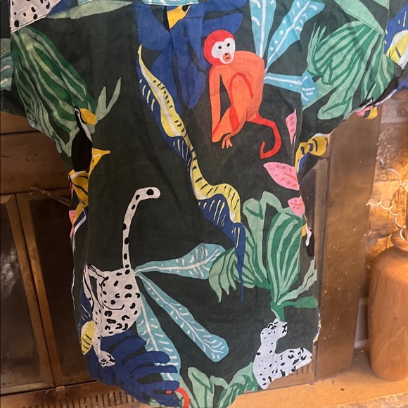 Christian Siriano Multicolor Jungle Print Button Down Shirt - Picture 3 of 7